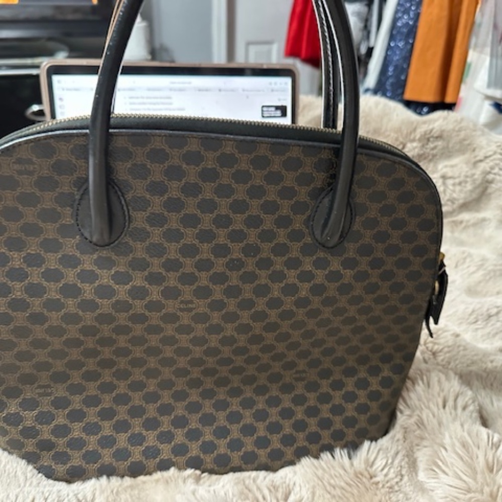 CELINE Macadam 2‑Way Handbag – Vintage PVC & Leather – Authentic - Picture 3 of 12